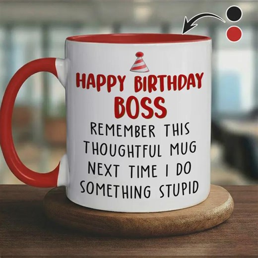Happy Birthday Boss Ceramic Coffee Mug 11oz 15oz, Funny Office Gift for Manager Mentor Boss Lady, Employee Appreciation Xmas Secret Santa - Etsy