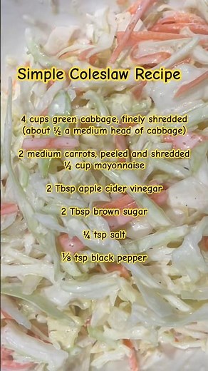 Homemade Coleslaw | Simple Coleslaw Recipe #cabbage
