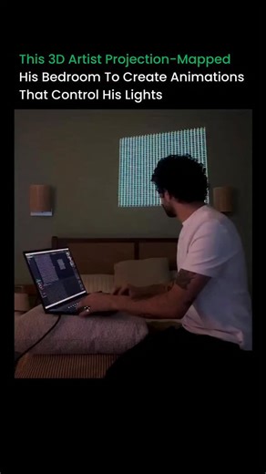Artificial intelligence | Robotics on Instagram: "Imagine a room that doesn’t just react to light,it controls it in real time. A 3D artist used projection mapping to perfectly align digital animations with every corner, wall, and light fixture. By calibrating the projector to the room’s exact dimensions, visuals stay locked in place without drifting or warping. But this isn’t just decoration. Every animation is linked to smart lighting controls. When a scene changes on the wall, your lights chan