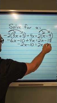 Algebra 2: Solve -2(3x + 5) + 4x = 2(x - 9)