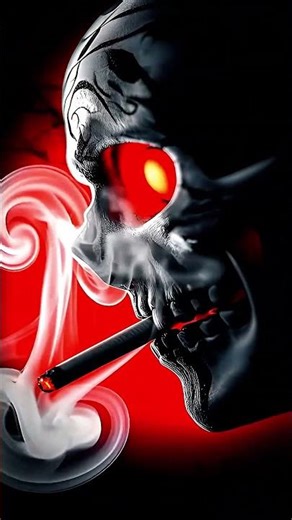 🚬🔴 Badass Skeleton: Red Eyes & Smoke 🔥☠️#skull #skeleton #smoking