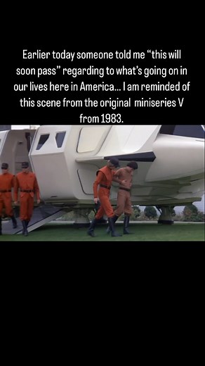 V the original 1983 miniseries is and still remains an intellectual piece of work. Every frame carefully crafted. The only V people should take in regard. A shame Warner Bros. Fired the creator who wrote & directed the original. v the final battle was not as good in quality. It became a cliche’ sci-fi movie with a few good parts but with so much misdirection And V the series became campy sci-fi fluff crap. Themes of fascism were pretty much gone and became Dynasty in Space. #sciencefiction #scif