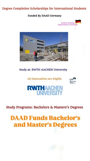 DAAD Offers Degree Completion Scholarships for International Students in Germany. All Nationalities are Eligible. Study and funding opportunity in Germany for all international students. Funded by the prestigious DAAD Germany, bachelor's and master's degree programs are eligible. Successful candidates will be provided with attractive financial assistance. Application Process in story or profile posts. #GrabaScholarship #education #AbroadStudy #ScholarshipOpportunity #Internacional #International