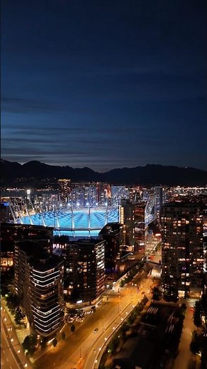 #shortvideo | Vancouver at Night 🇨🇦 | Stunning Drone Views of BC Place & Downtown #shorts