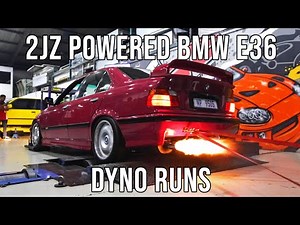 2JZ Swapped BMW E36 Dyno Runs | Single Turbo, Flames & Boost