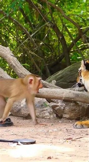 Weapon Master! Monkey Fights Tiger with a Frying Pan! 🍳 무기 마스터! 원숭이가 프라이팬 들고 호랑이와 싸우다! 🤯 #Monkey