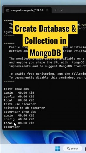 Create Database & Collection in MongoDB #viral #ytshorts #shorts #mongodb #viralvideo #trending