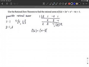 Rational Zero Theorem | Find all zeros of a polynomial function (quadratic formula)