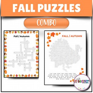 Fall September Early Finisher Activity | Word Search | Crossword