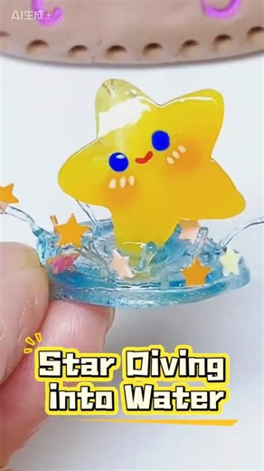 TIMESRUI Make This Adorable "Star Diving into Water" Display - Using Clear & Color UV Clay! ✨ #diy