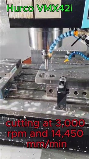 Hurco VMX42i cutting K600 tool steel at 3000 Rpm and 14,450 mm/min