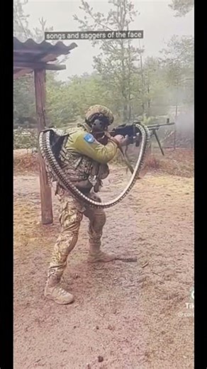 Firing Backpack machine gun