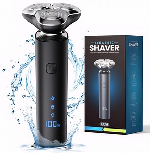 Electric Razor for Men, Men's Electric Shaver, 3-Blade Rotary Shaving System, Waterproof Wet Dry Cordless Razor, Touch Switch, Type-C Fast Charging, Digital Display, Travel Lock, 60 Minutes Run Time