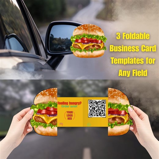 Foldable Business Card Templates, Burger Pizza Butterfly Die-cut Designs (canva) , Unique Shaped Business Card for Any Industry - Etsy Australia