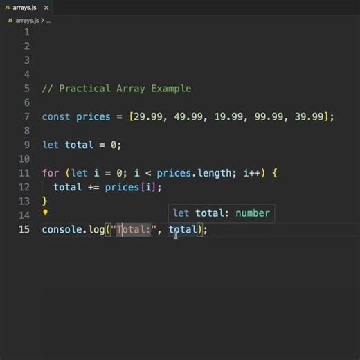 Practical Array Example #coding #frontendcourse #javascript