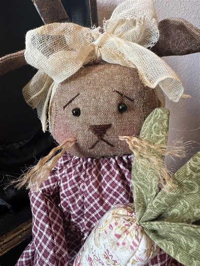 Handmade 10" Primitive Gingham Bunny Rabbit With Fabric Carrot - Etsy