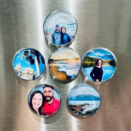 Set of 3 | Custom Photo Glass Magnet | 1” Round Handmade Cabochon Magnet - Etsy