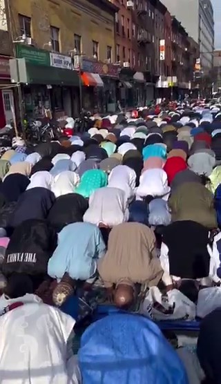 They're blocking off this entire NYC street. It stretches as fast as the eye sees! Does anyone still question if this is an invasion?