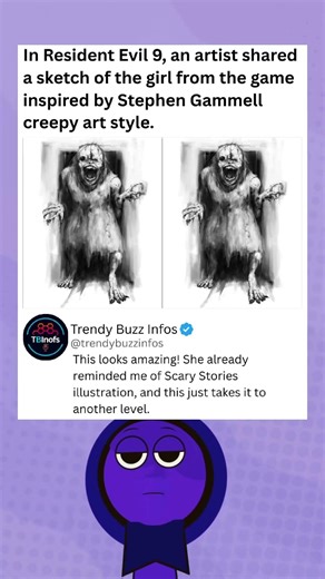 In Resident Evil 9, an artist sketches the girl in Stephen Gammell’s creepy style. #residentevil9