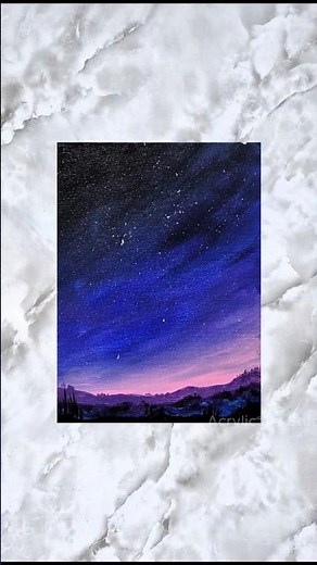 "Starry Night" 🌌🏔️ Easy Acrylic Painting for Beginners #art #acrylic #canvas