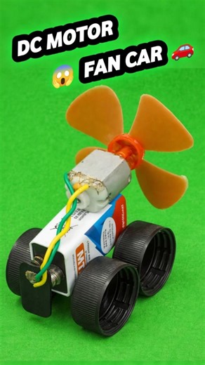 Fan Se Chalne Wali Mini Car 😱 | 9V Battery DIY DC Motor Car #shorts
