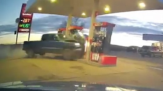 Truck Crashes Into Gas Station Pump, Fiery Explosion Caught on Video