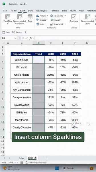 Keep your sheets in style with color coded Sparklines. 📊 Download this free step-by-step guide I created using the link in my pr0file. #scribe #scribehow #excel #exceltips #exceltricks #spreadsheets #corporate #accounting #finance #workhacks #tutorial #sheets