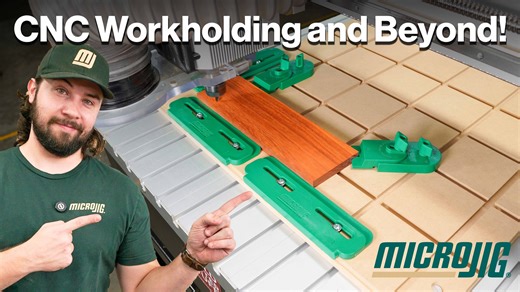 Buy the CNC Workholding Kit and get a FREE Dovetail Router Bit: https://www.microjig.com/offers?sca_ref=7546546.S3tELOxVqX Take control of your work like never before with the MATCHFIT CNC Workholding Kit by MICROJIG. Designed for CNC routers, this kit unlocks rock-solid clamping that’s fast, versatile, and low-profile. But it doesn’t stop there—use it across your entire workshop for sanding, glue-ups, table saw setups, drill press operations, mortising, and more. | Microjig