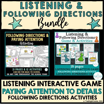 Listening and Following Directions Activity Bundle- SEL Game, Superhero Craft