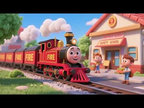 Fire Train Goes to Safety School | Fire Safety Kids Song & Nursery Rhyme