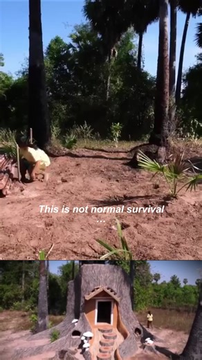 This isn’t normal survival. Deep in the forest, I build a tree-trunk house using only bamboo and fallen wood. No machines. No help. Just real survival skills, patience, and intelligence. #SurvivalSkills #BushcraftBuild #PrimitiveHouse #OffGridLiving #NatureCraft