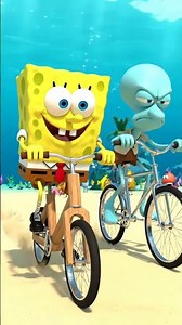 Spongebob bicycle race with squidward part 1 #spongebobmemes