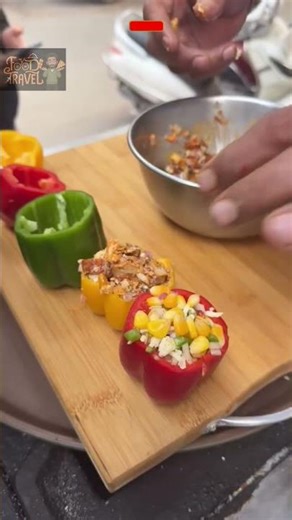 Stuffed shimal mirch....😋 #shorts #indianstreetfood #tasty #viralshortsfeed #food_travell_0k