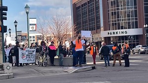 A crowd of demonstrators has gathered in downtown Colorado Springs for a Presidents Day rally in response to the Trump administration's recent policies. - Protests were set to take place across the country today. In Denver, 2,500 people rallied at the state Capitol. (🎥Lisa Walton, The Gazette) | The Gazette
