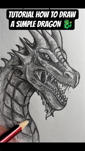 TUTORIAL HOW TO DRAW A SIMPLE DRAGON 🐉 #@rtwrite #art #drawing #tutorial #dragon #shorts #fyp
