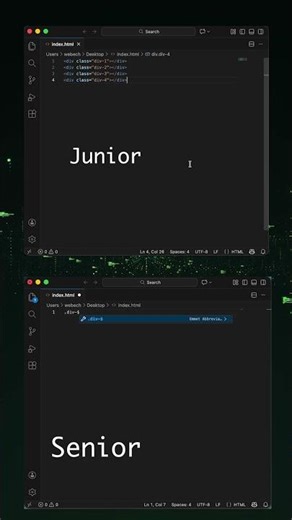 Junior vs Senior Developer: HTML DIV Shortcut Explained 🚀