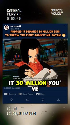 Android 17 Demands 30 Million Zeni to Throw the Fight Against Mr. Satan! 😏 #sparkingzero #crashout