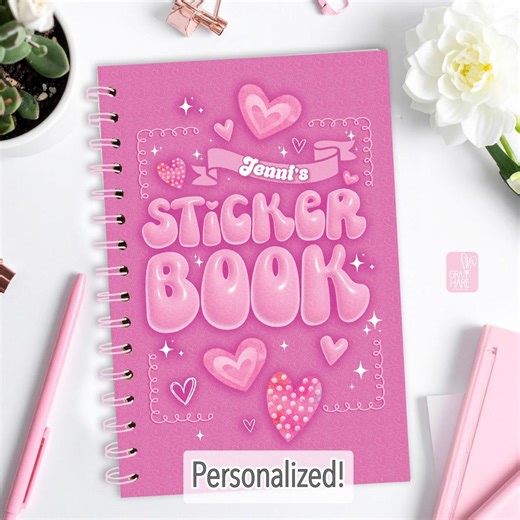 Reusable Sticker Book Personalized: Pink Holographic Collector Album Big Size 5.5" X 8.5" Sticker Collection Storage - Etsy