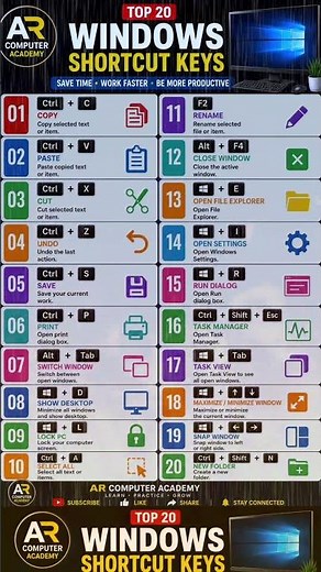 Top 20 Windows Shortcut Keys You Must Know in 2026 | Save Hours Every Day! 💻⚡