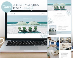Seaside Beach Vacation Rental Website Template | Canva One Page Website | Airbnb VRBO Host Website Template | Beach Holiday Rental Marketing - Etsy