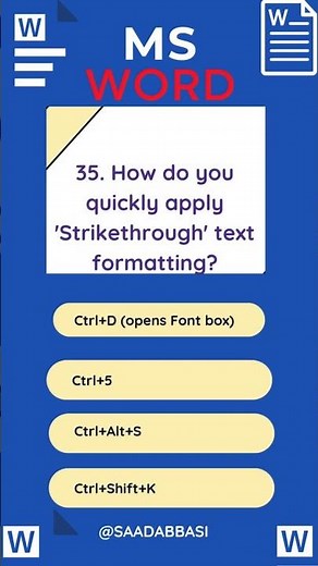 How do you quickly apply 'Strikethrough' text formatting #microsoftoffice
