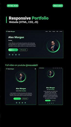 Responsive & Animated Portfolio Website with HTML, CSS & JS #coding #portfolio #css #shorts