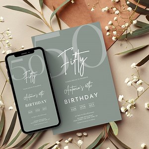 Fifty 50th Birthday Invitation, Phone 50th Invitation, Editable 50th Invitation, Animated 50th Birthday Invitation, Digital 50th Invitation - Etsy