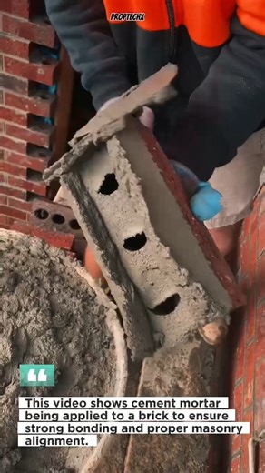 Perfect Brick Mortar Application Technique #Masonry #Bricklaying #Construction