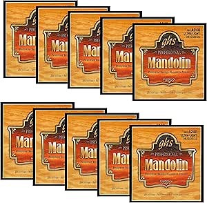 GHS A240-10 Pack, Mandolin Strings, Phosphor Bronze, Loop End, Ultra Light (9-32), Pack of 10