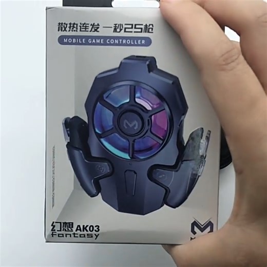 AK03 2 in 1 Phone Radiator With RGB Light Phone Cooling Fan Gaming Controller Joystick for PU BG Gamepad Grip L1R1 Triggers