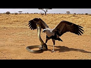 Unbelievable Battle: Secretary Bird Attacks Venomous Snake in the Open Savannah!