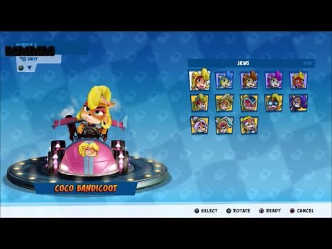 Crash Team Racing Nitro-Fueled (PS4) Coco Bandicoot All Skins Gameplay
