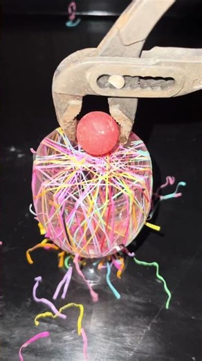 Rubber band vs mini hot ball what a crazy reaction🥵 #experiment #satisfying #fyp