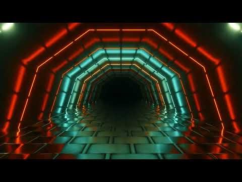 Industrial Neon Octagon Tunnel 4K | 1-Hour Ambient Background for TV & Desk Setup - VJ Loop [90]